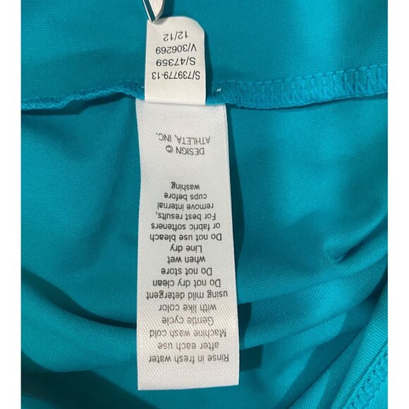 Athleta Strappy Back Ruched Swim Dress XS Teel Built-In Bra Lining Resort Cruis - Picture 6 of 11